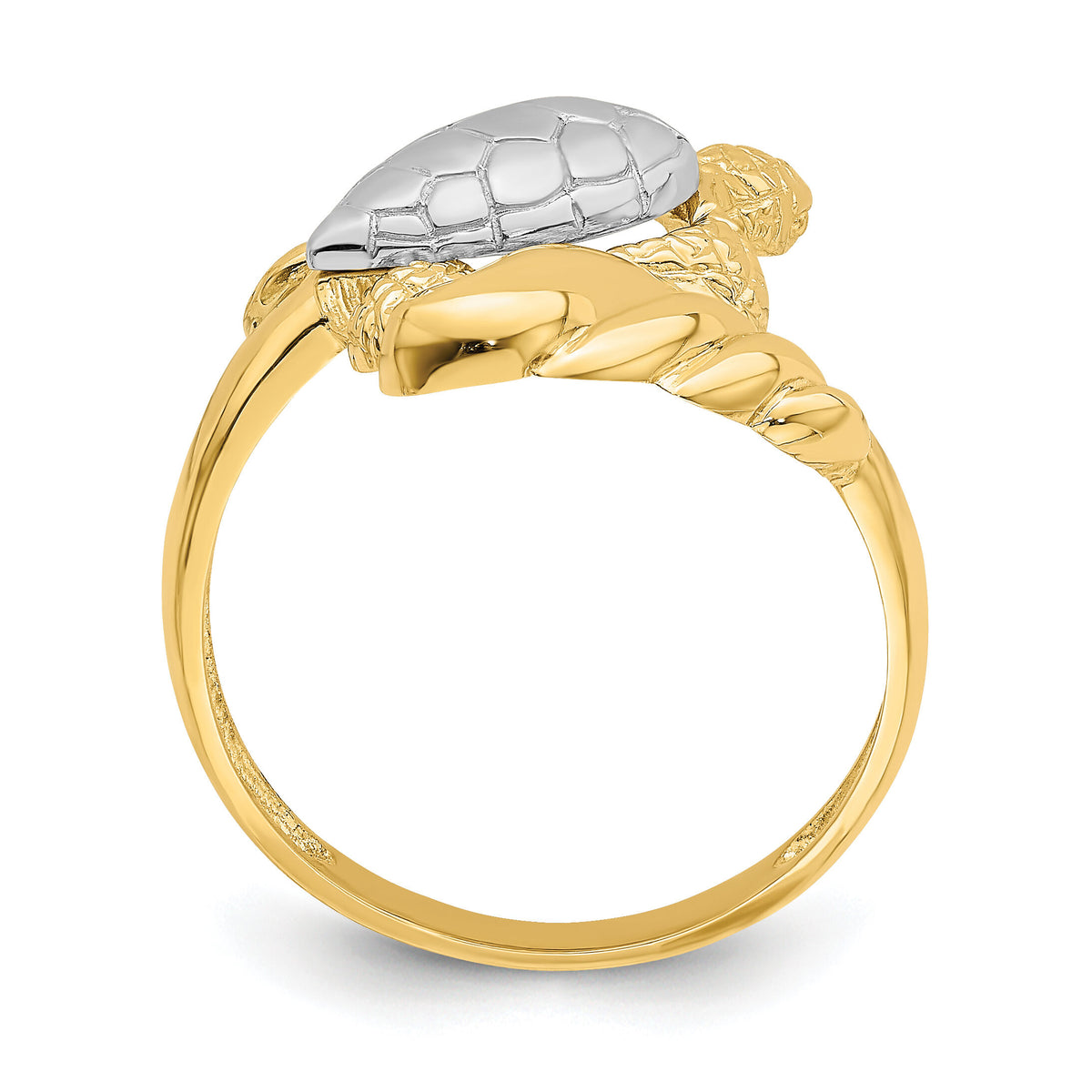 14K W/ Rhodium Turtle Ring-R843