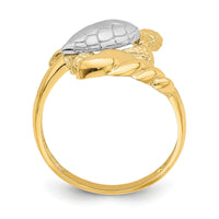 14K W/ Rhodium Turtle Ring-R843