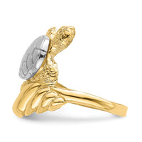 14K W/ Rhodium Turtle Ring-R843