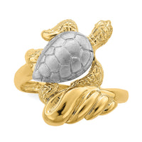 14K W/ Rhodium Turtle Ring-R843