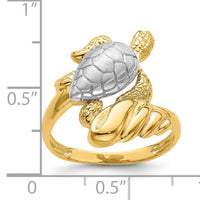 14K W/ Rhodium Turtle Ring-R843