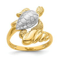 14K W/ Rhodium Turtle Ring-R843