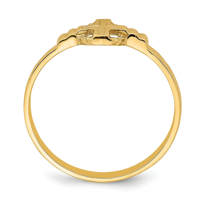 14k Polished Cross In Circle Ring-R848