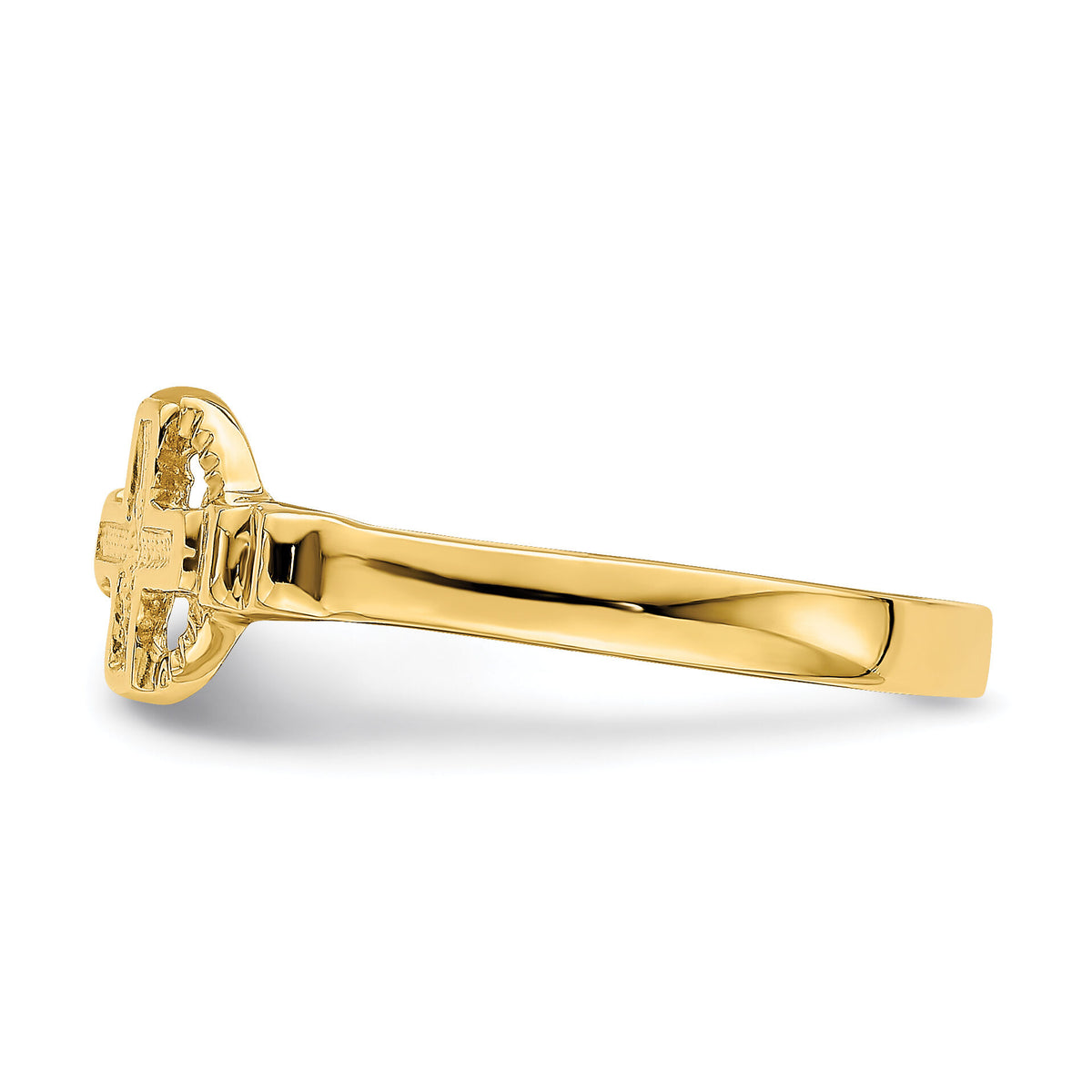 14k Polished Cross In Circle Ring-R848