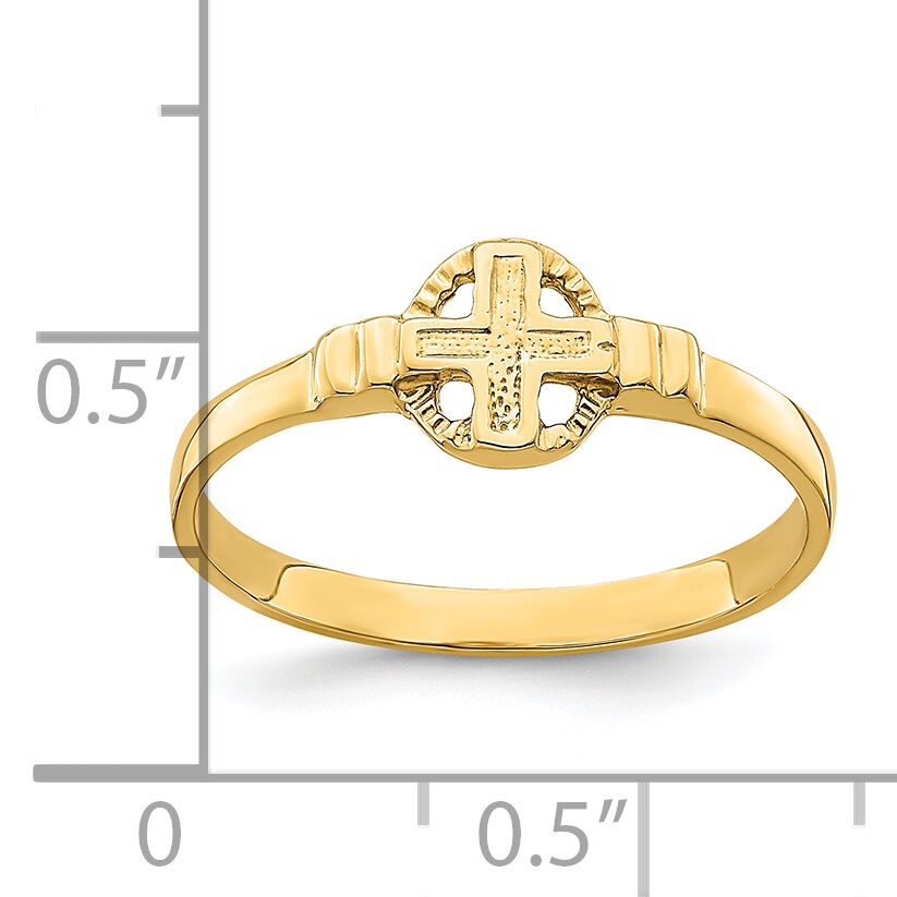 14k Polished Cross In Circle Ring-R848