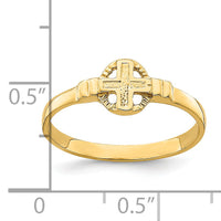 14k Polished Cross In Circle Ring-R848