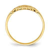 14K Cross Inside Oval W/Scroll and Heart Ring-R851