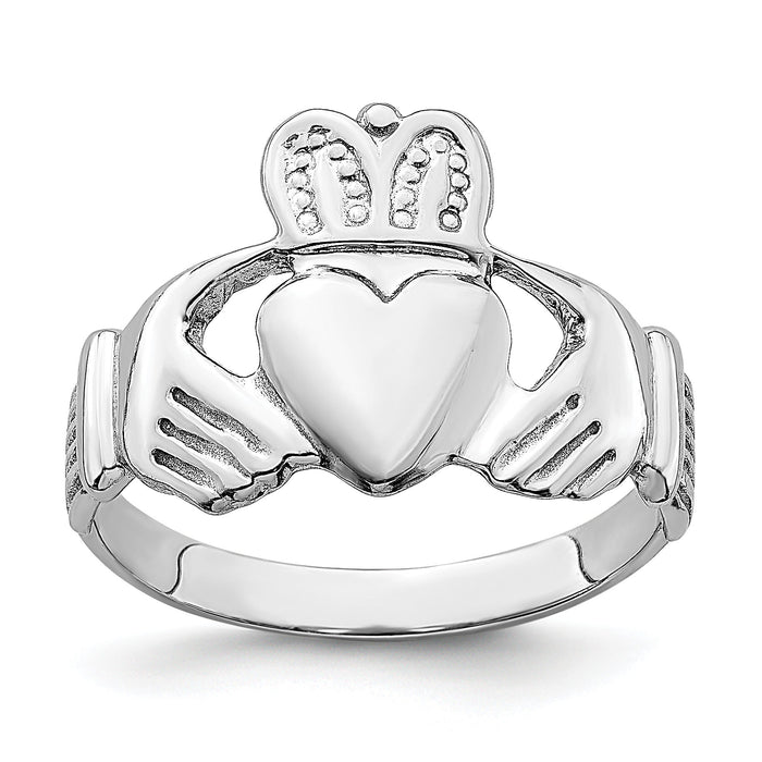 14k White Gold Claddagh Ring-R866