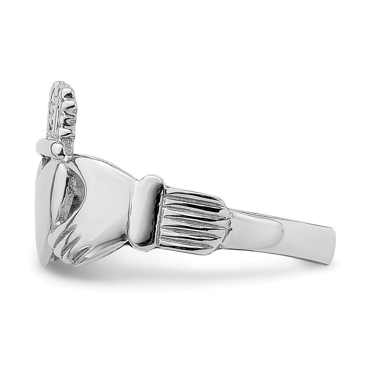14k White Gold Polished Claddagh Ring-R867
