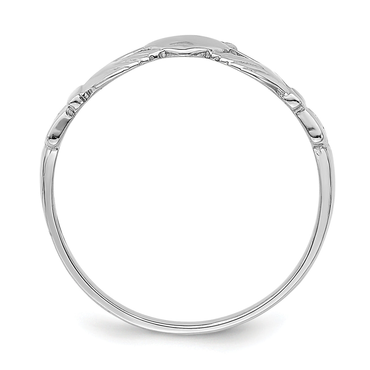 14k White Gold Polished Claddagh Ring-R868