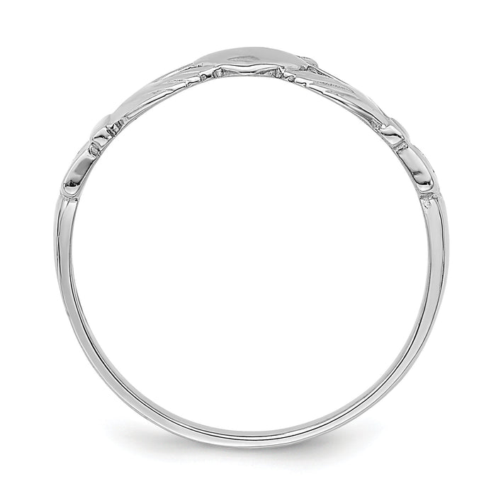 14k White Gold Polished Claddagh Ring-R868