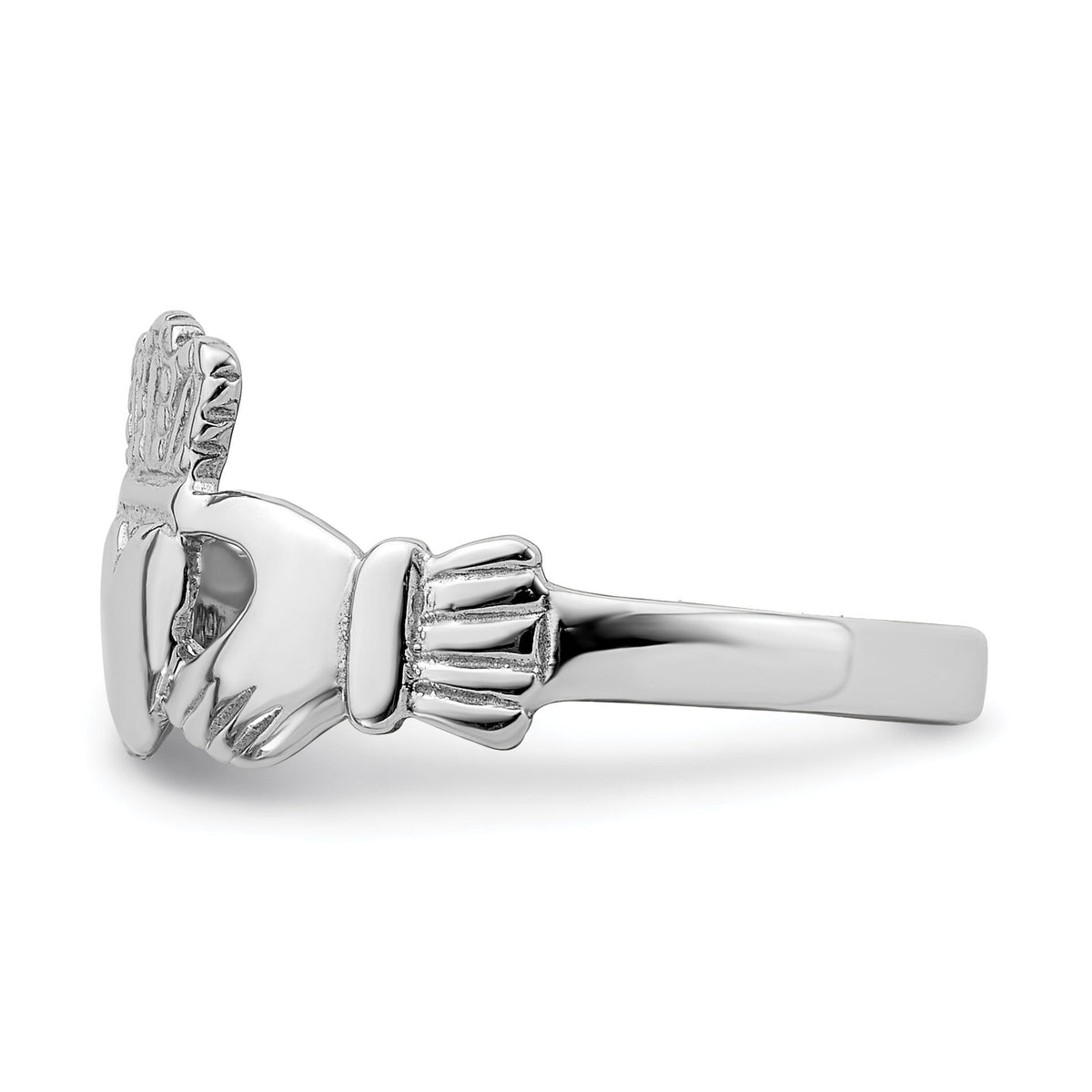 14k White Gold Polished Claddagh Ring-R868