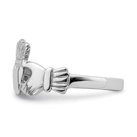 14k White Gold Polished Claddagh Ring-R868
