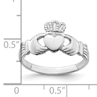 14k White Gold Polished Claddagh Ring-R868