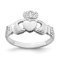 14k White Gold Polished Claddagh Ring-R868