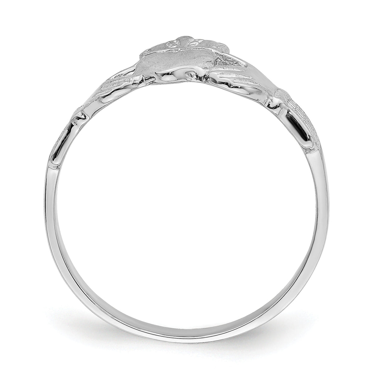 14k White Gold Claddagh Ring-R869