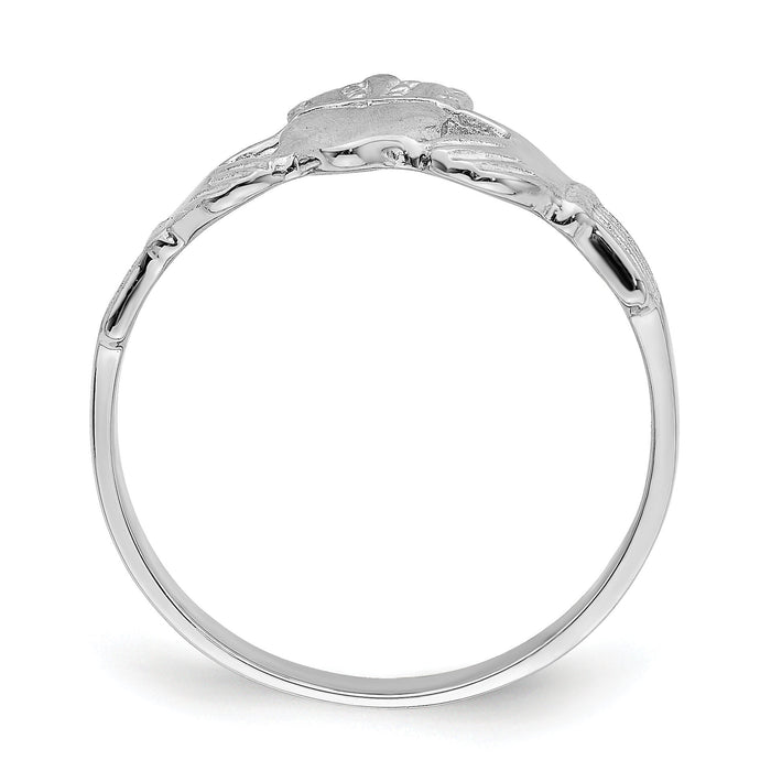 14k White Gold Claddagh Ring-R869