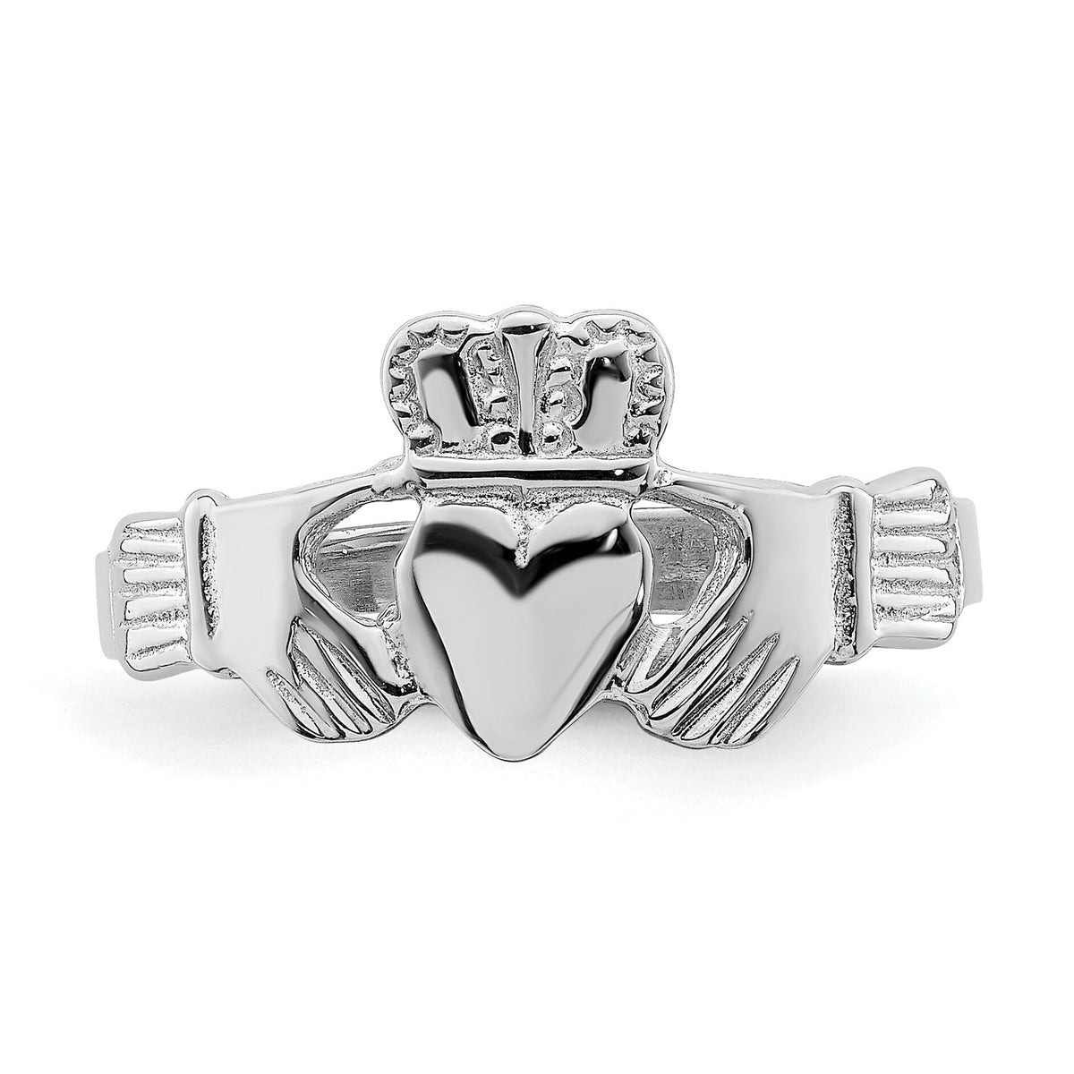 14k White Gold Claddagh Ring-R869