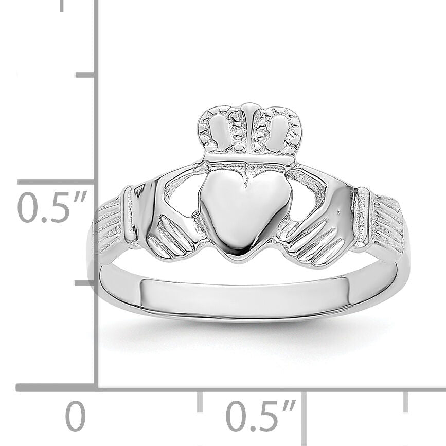 14k White Gold Claddagh Ring-R869