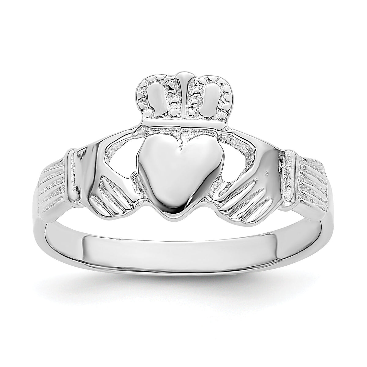14k White Gold Claddagh Ring-R869