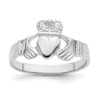 14k White Gold Claddagh Ring-R869