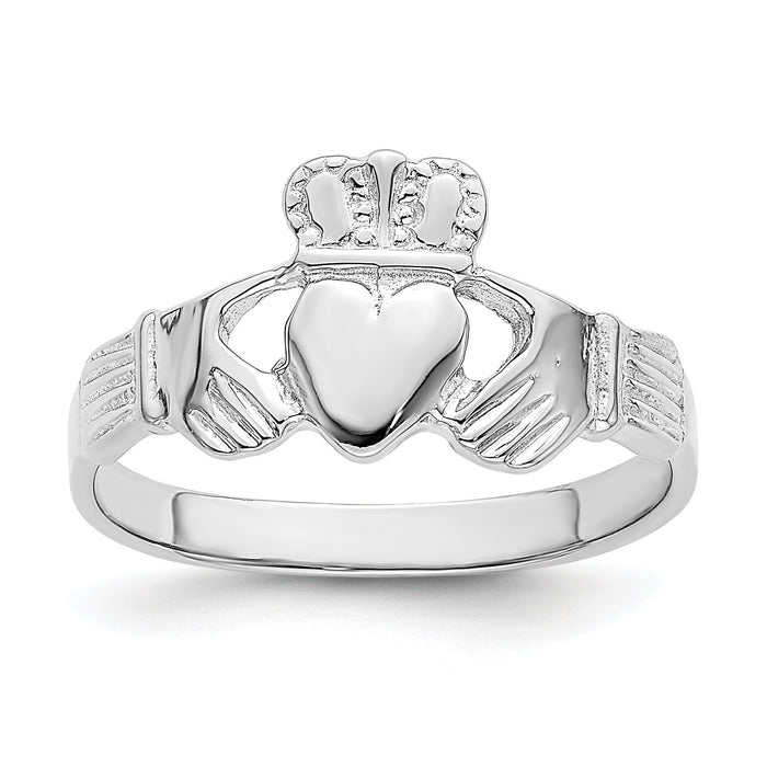 14k White Gold Claddagh Ring-R869