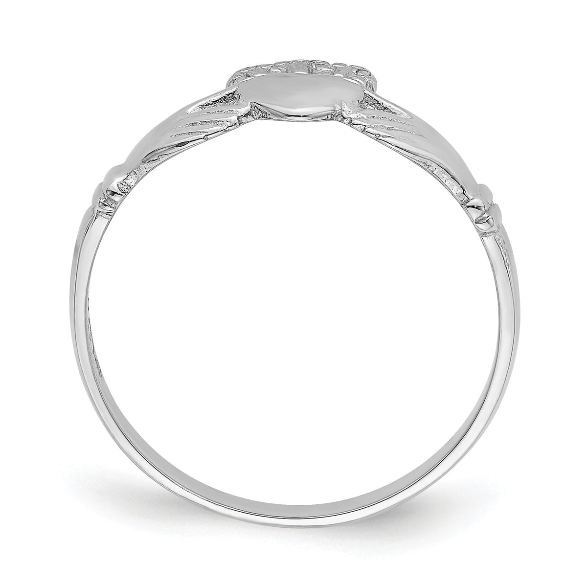 14k White Gold Polished Claddagh Ring-R870