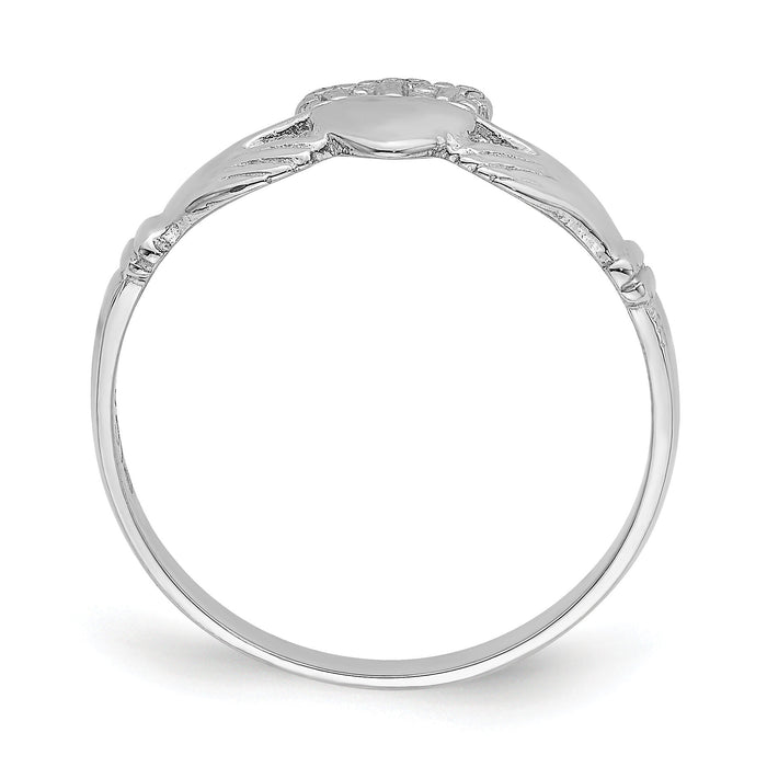 14k White Gold Polished Claddagh Ring-R870