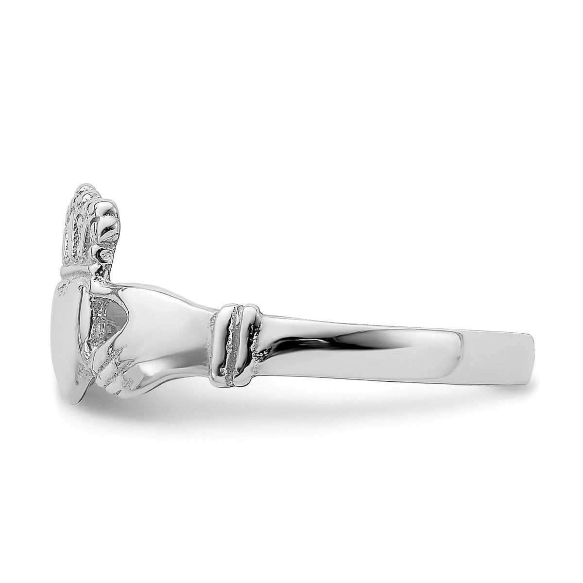 14k White Gold Polished Claddagh Ring-R870