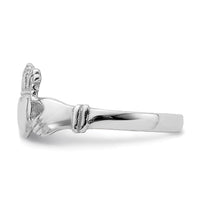 14k White Gold Polished Claddagh Ring-R870