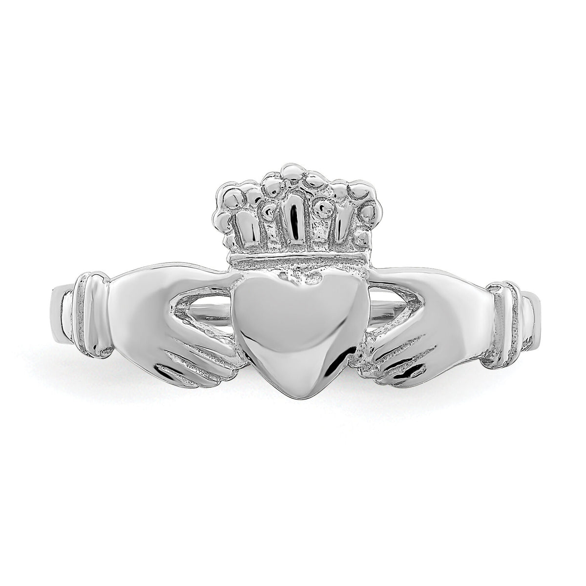 14k White Gold Polished Claddagh Ring-R870