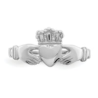 14k White Gold Polished Claddagh Ring-R870