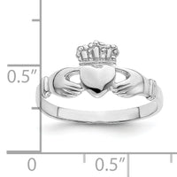 14k White Gold Polished Claddagh Ring-R870