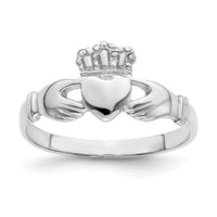 14k White Gold Polished Claddagh Ring-R870