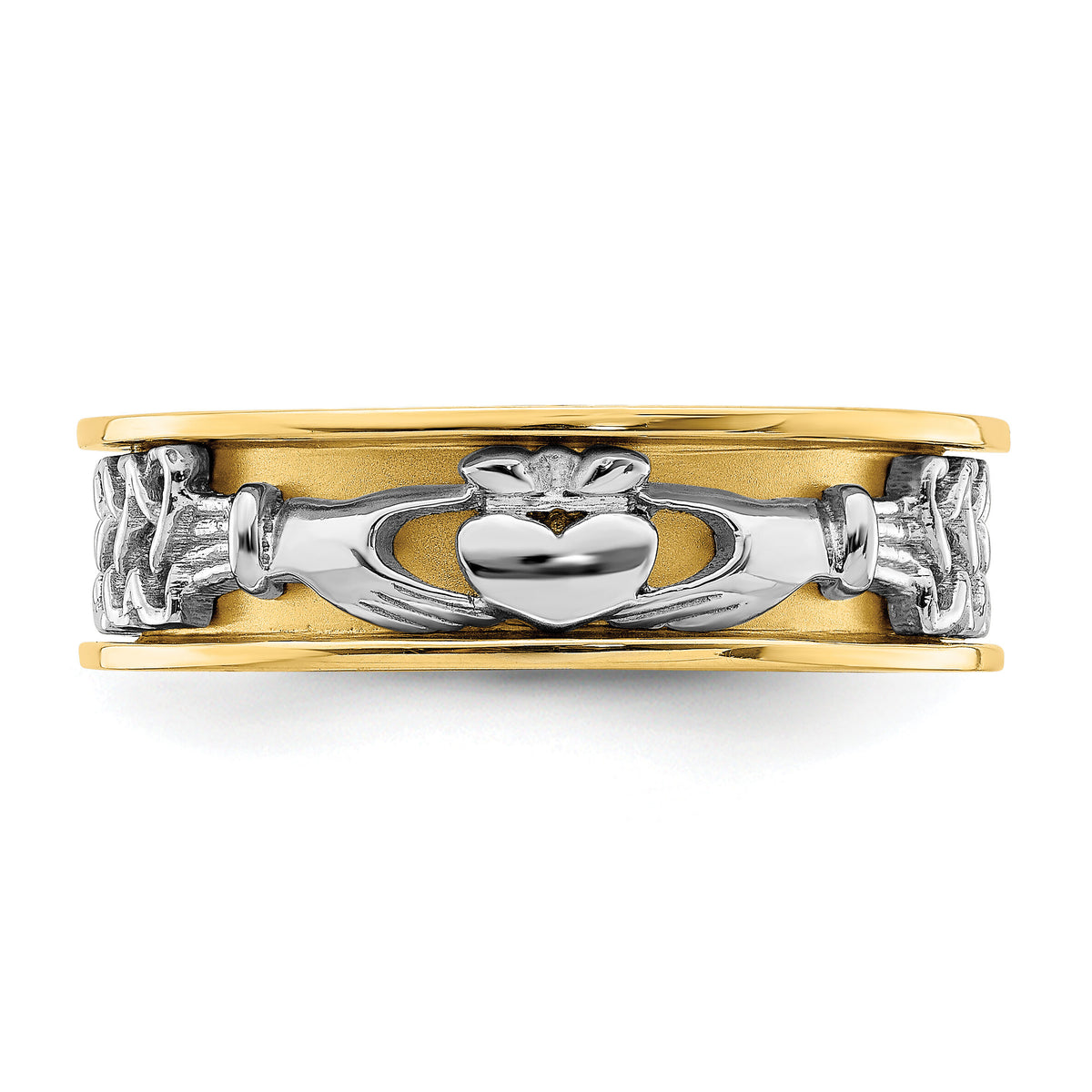 14k Two Tone Claddagh Band-R872
