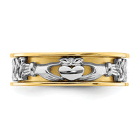 14k Two Tone Claddagh Band-R872