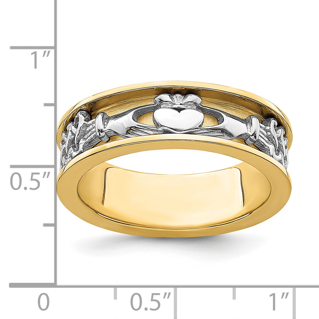 14k Two Tone Claddagh Band-R872