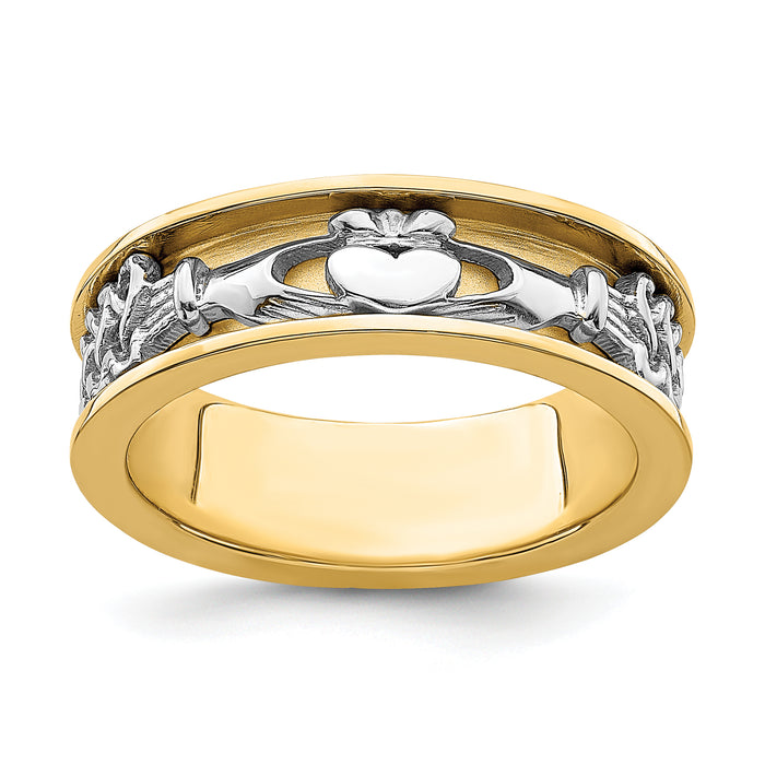 14k Two Tone Claddagh Band-R872