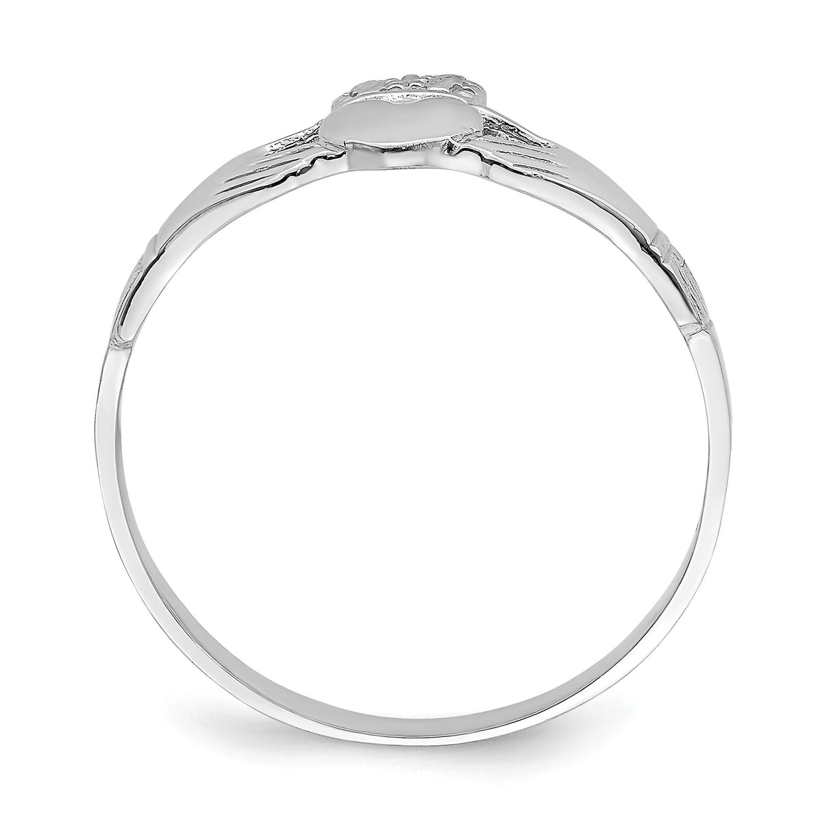 14k White Gold Polished Claddagh Ring-R874