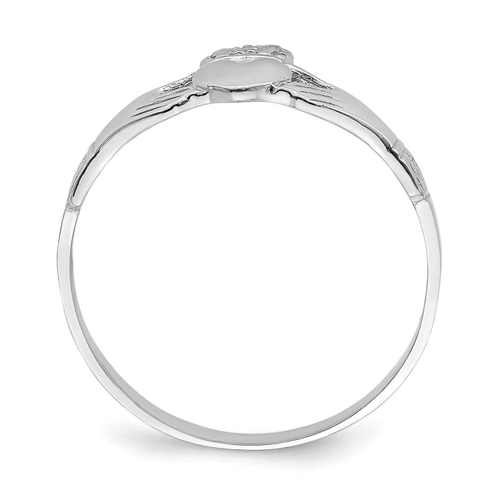 14k White Gold Polished Claddagh Ring-R874