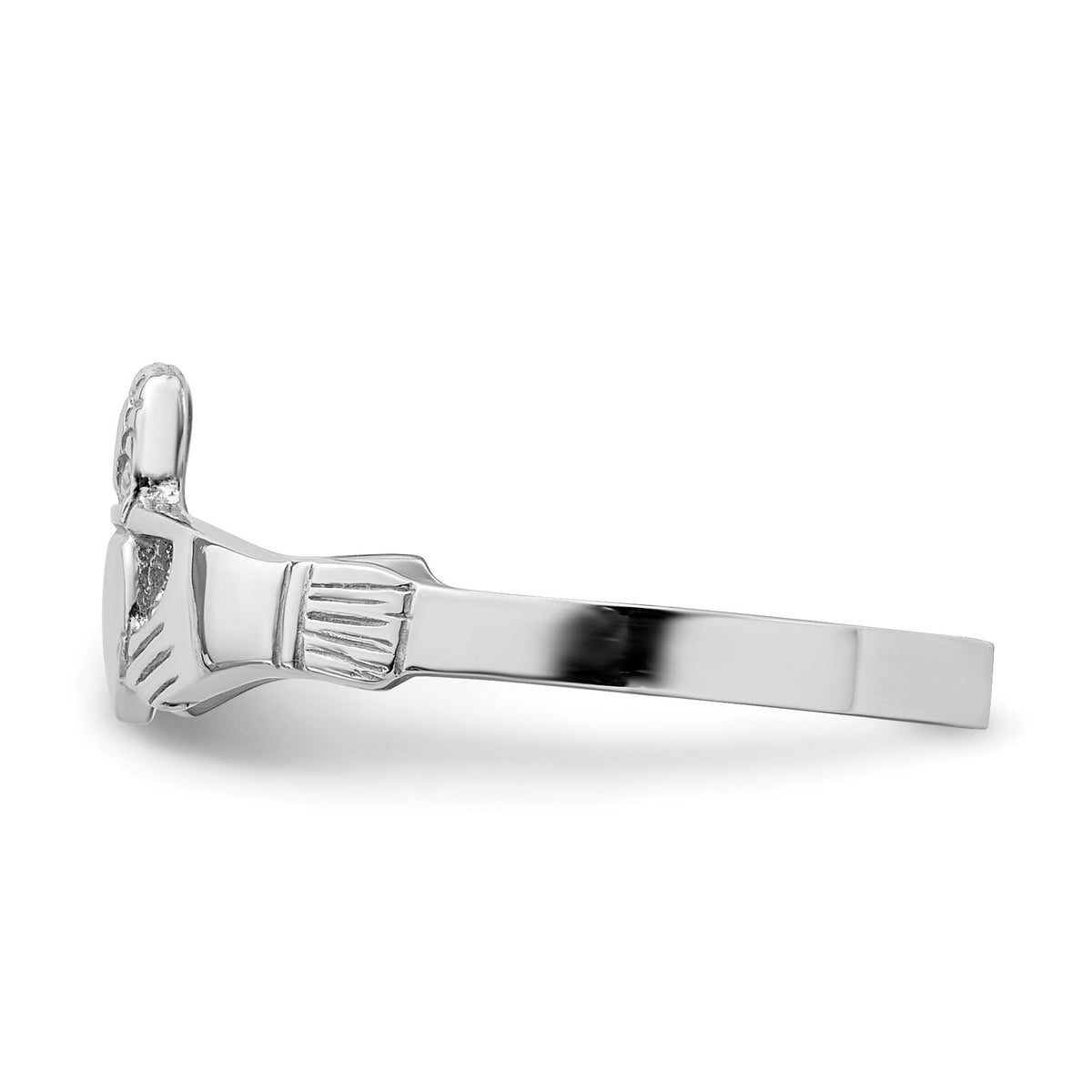 14k White Gold Polished Claddagh Ring-R874