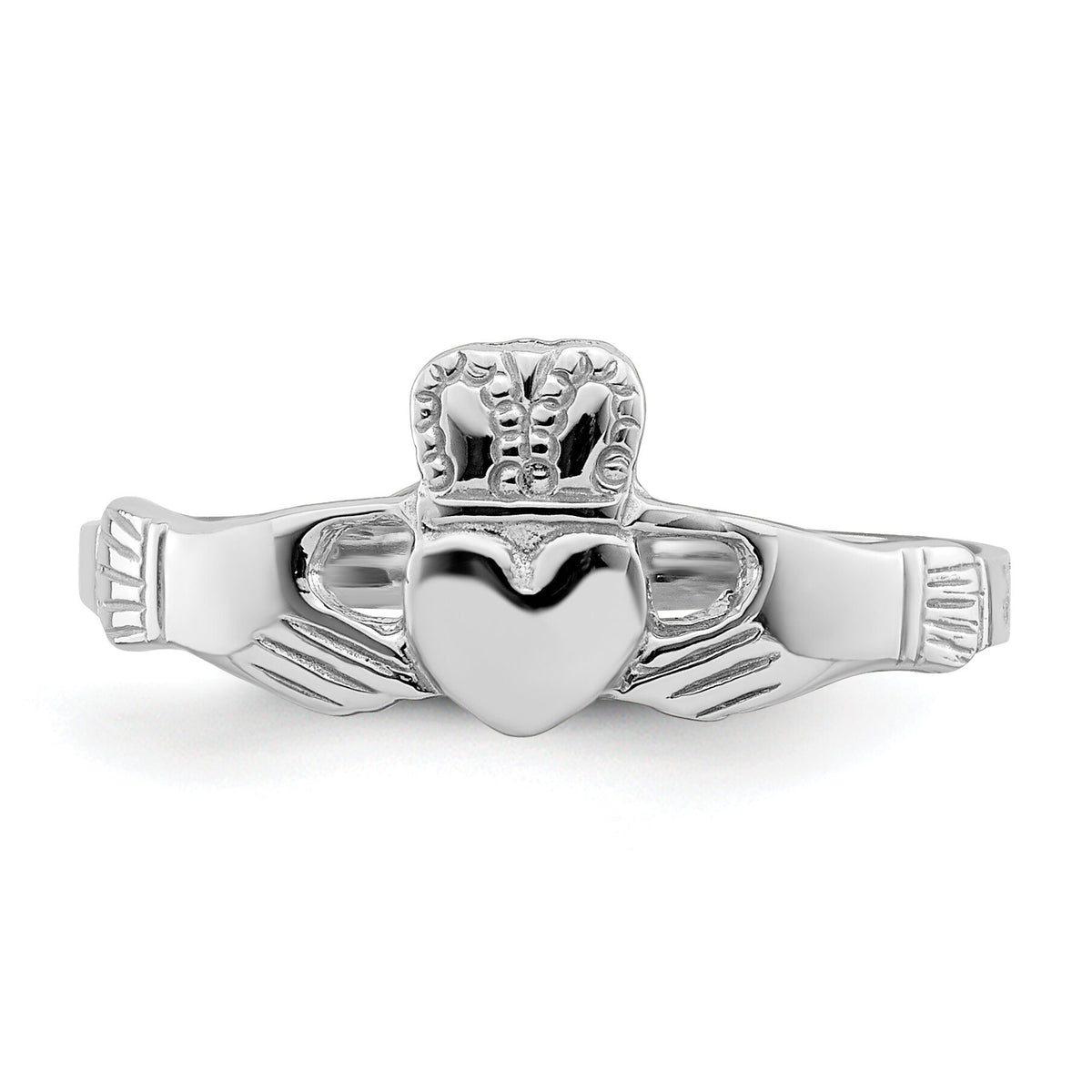 14k White Gold Polished Claddagh Ring-R874