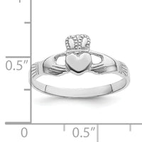 14k White Gold Polished Claddagh Ring-R874
