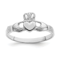 14k White Gold Polished Claddagh Ring-R874
