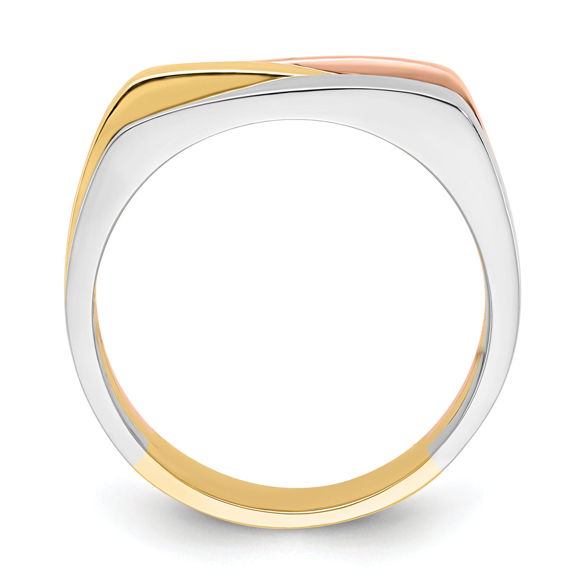 14k Tri-Color Contemporary Flat Top Band-R883