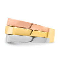 14k Tri-Color Contemporary Flat Top Band-R883
