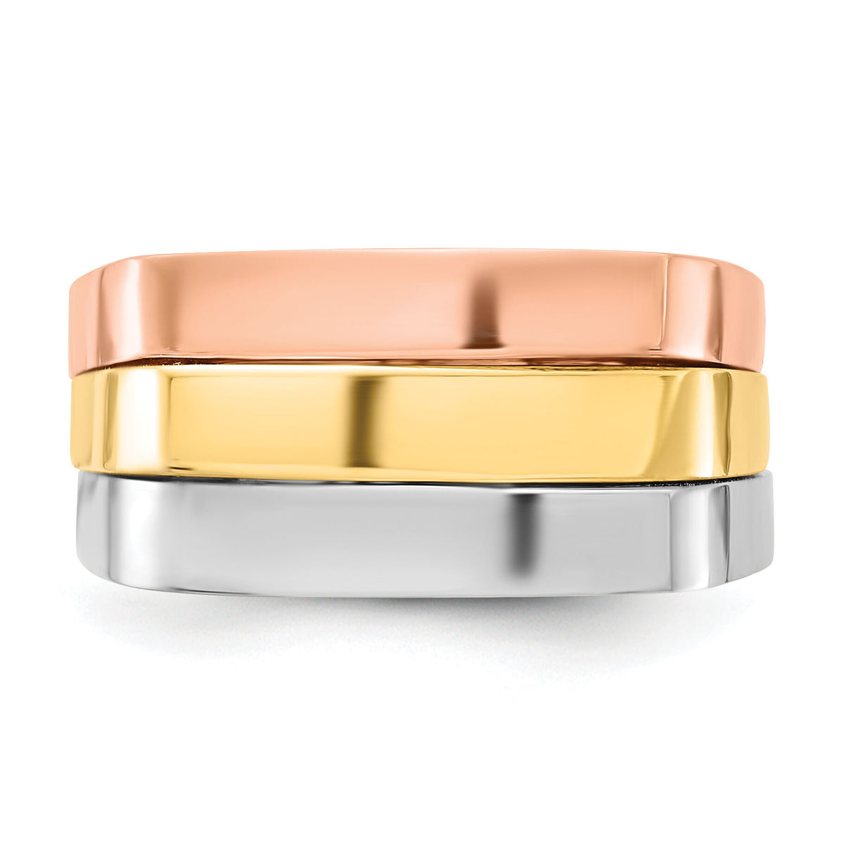 14k Tri-Color Contemporary Flat Top Band-R883