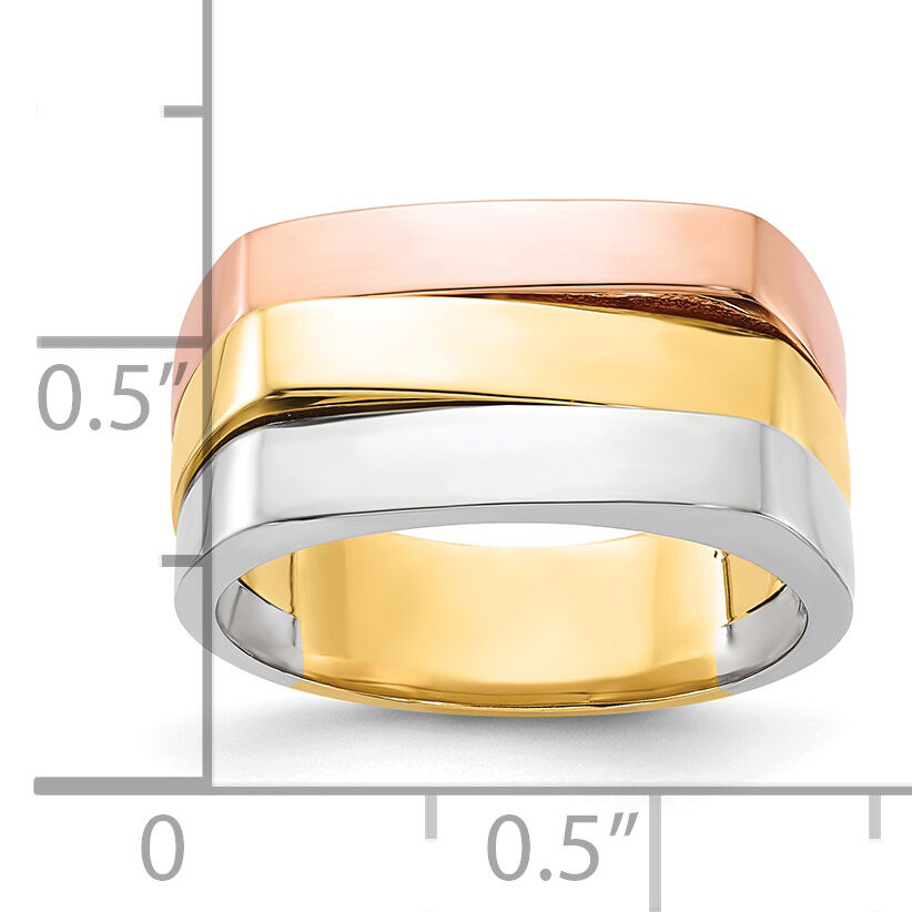 14k Tri-Color Contemporary Flat Top Band-R883