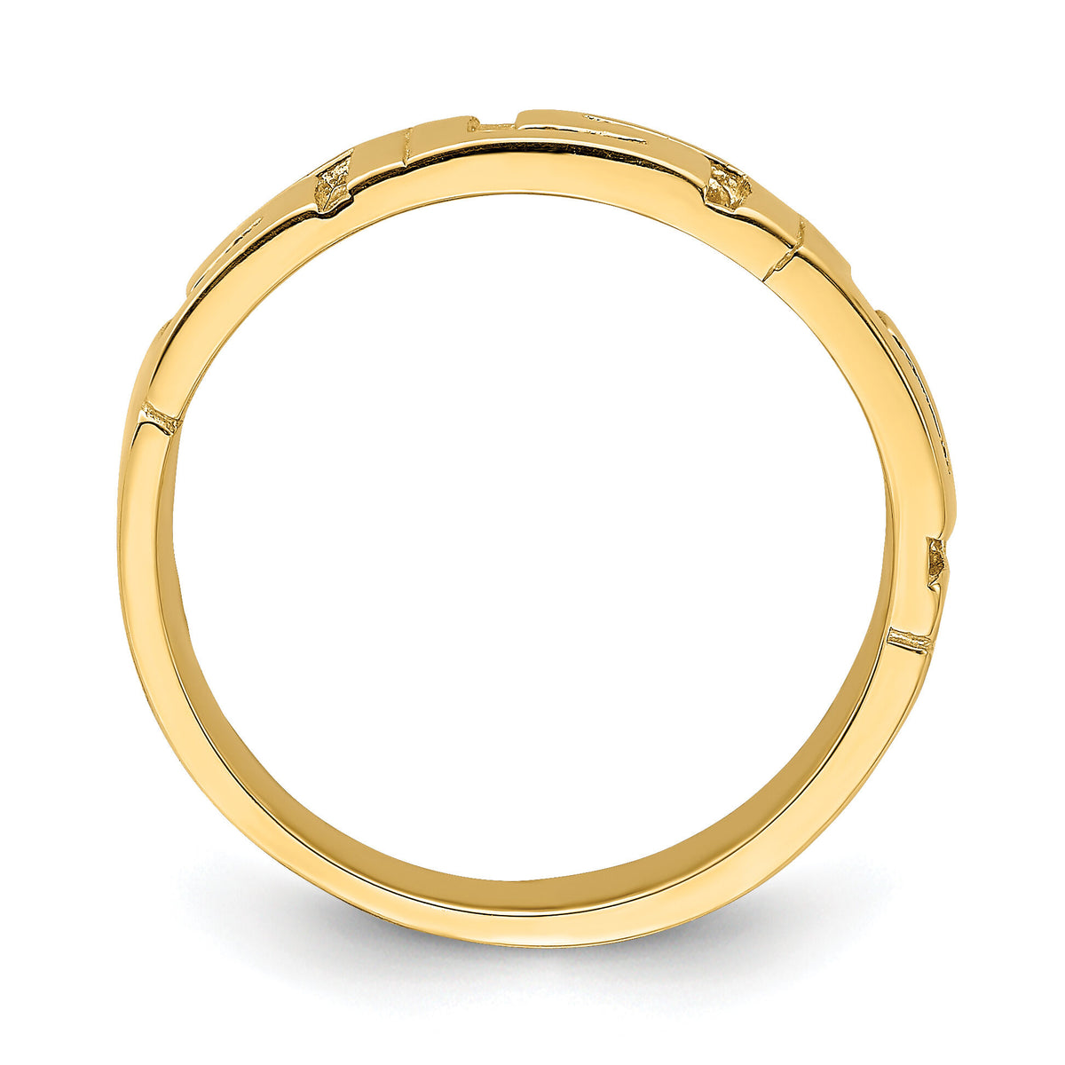 14k Greek Key Band w/ Tapered Shank Ring-R889