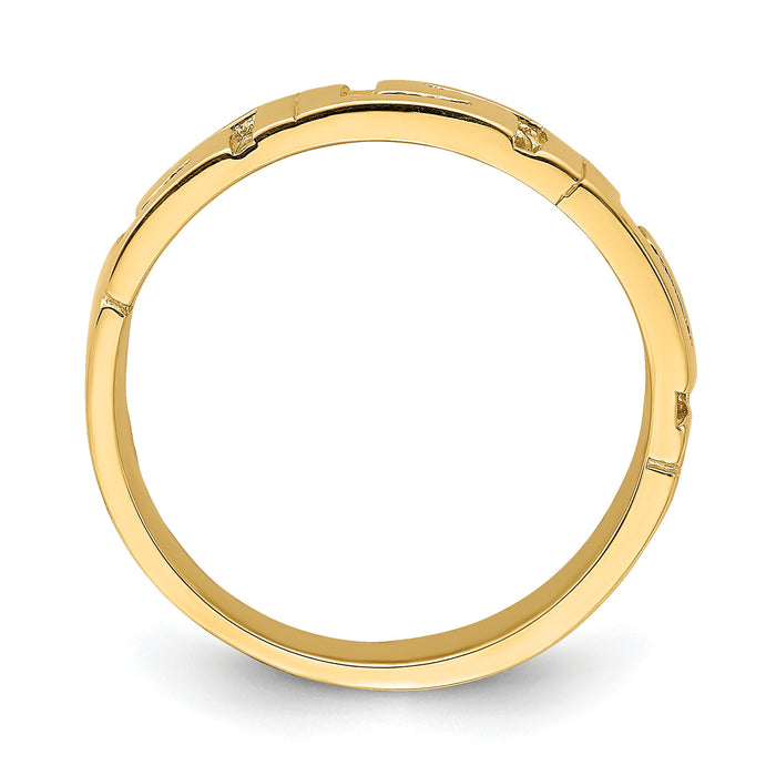 14k Greek Key Band w/ Tapered Shank Ring-R889